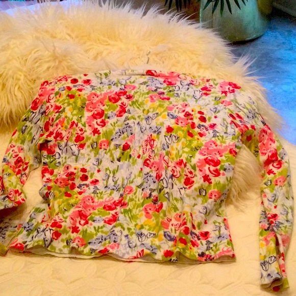 - Vintage Talbots Pima Cotton Floral button down cardigan - Picture 4 of 6